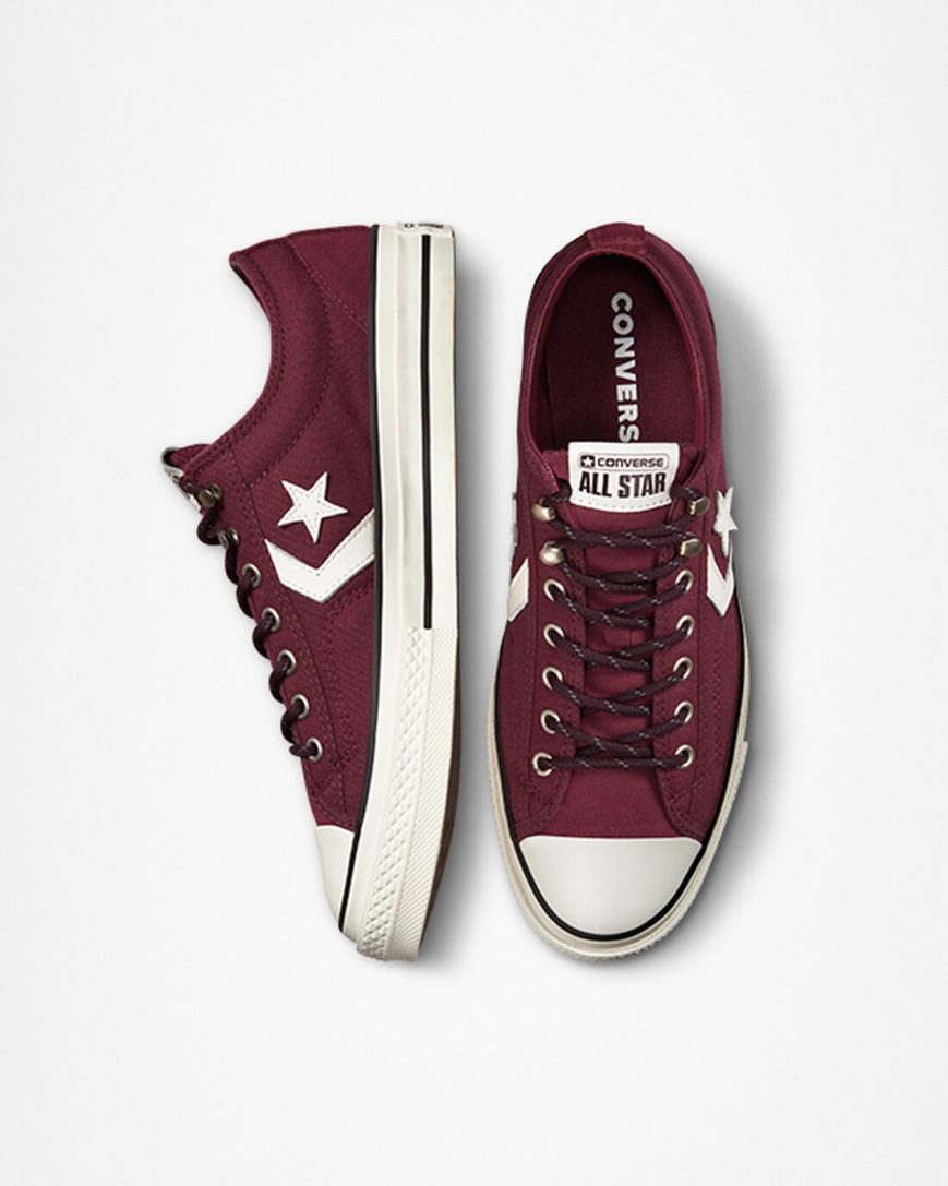 Tenis Converse Star Player 76 Retro Hike Cano Baixo Feminino Bordeaux Escuro Pretas | PT S0PT894